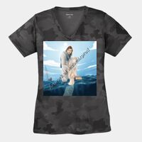 Ladies CamoHex V Neck Tee Thumbnail
